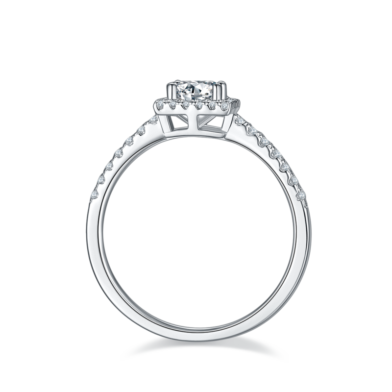 豪镶方包S925银镀白金MoissaniteWomen's Ring50分D级
